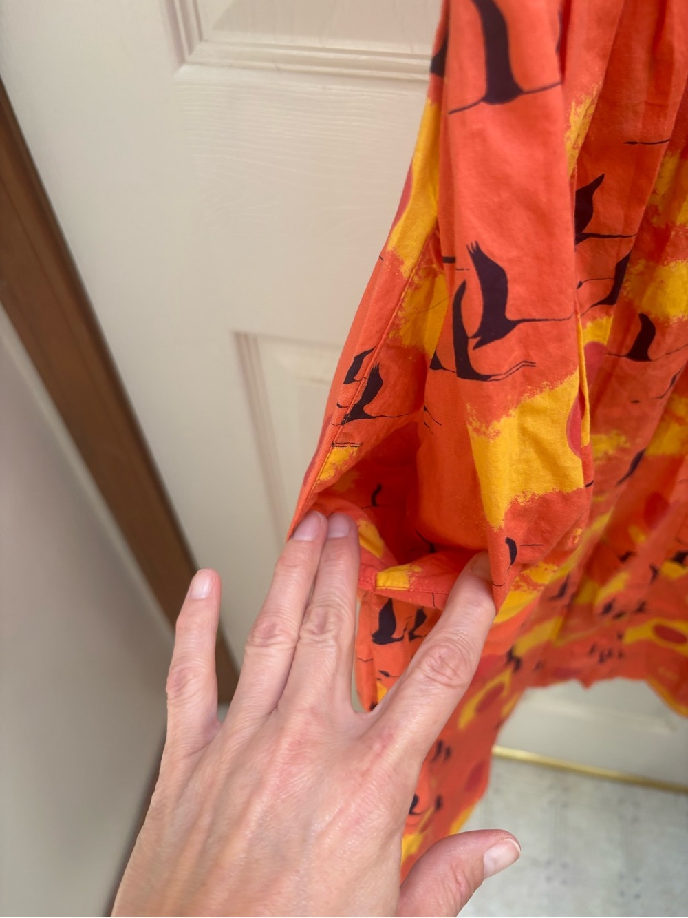 emilyandfin Coral Asymmetrical Women's Dress with Yellow Print - Picture 4 of 6